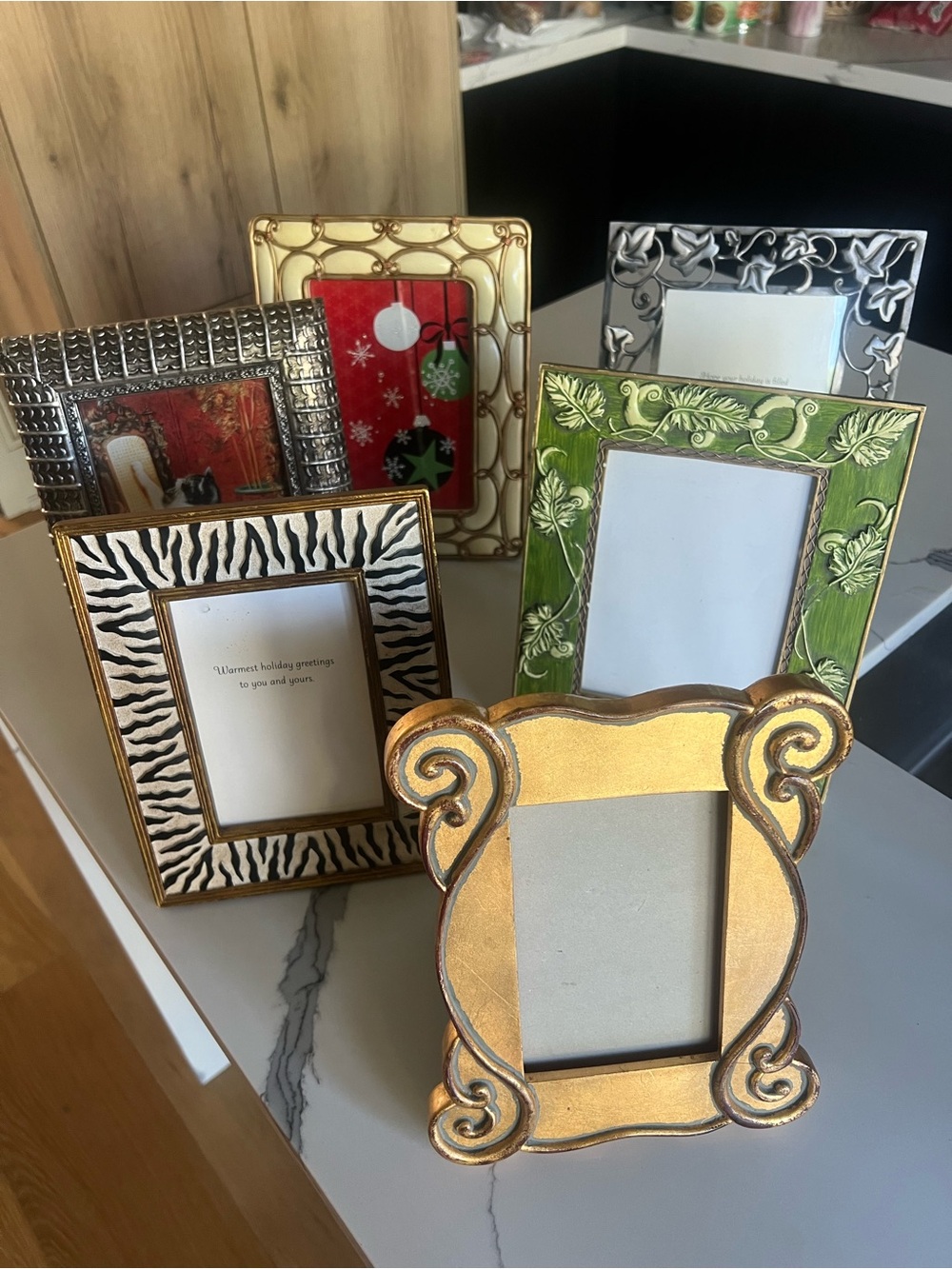 Assorted Decorative Picture Frames - Gold, Green, Silver, Black, Zebra Print
